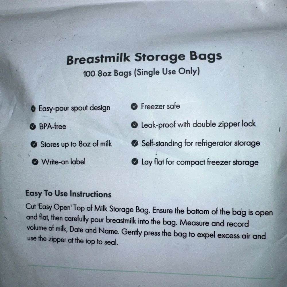 Motif Medical Breast Milk Storage Bags 8oz Single‎ Use Bags 200 Count BPA-Free